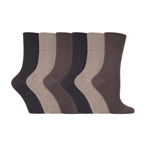 6 Pack Ladies Non Elastic Plain Coloured Cotton Socks