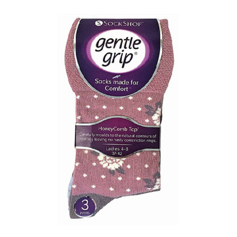6 Pack Ladies Non Elastic Patterned Cotton Socks for Poor Circulation