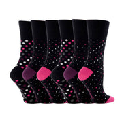 6 Pack Ladies Non Elastic Patterned Cotton Socks for Poor Circulation