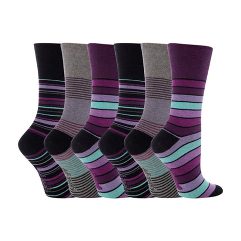 6 Pack Ladies Patterned Cotton Non Elastic Socks