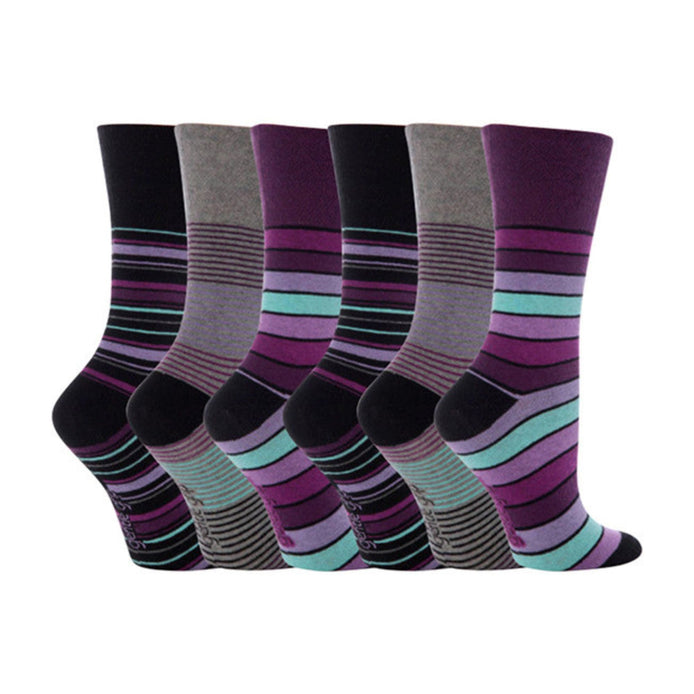 6 Pack Ladies Patterned Cotton Non Elastic Socks