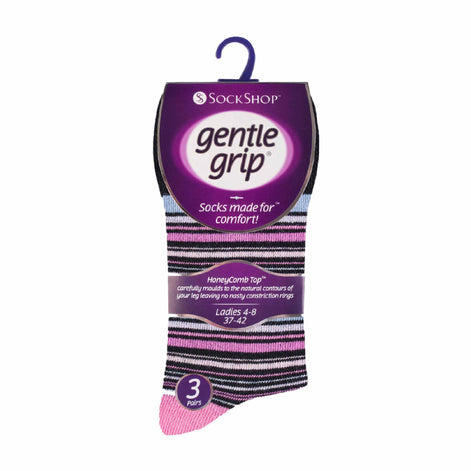 6 Pack Ladies Patterned Non Elastic Cotton Socks