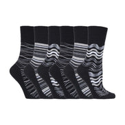 6 Pack Ladies Patterned Non Elastic Cotton Socks