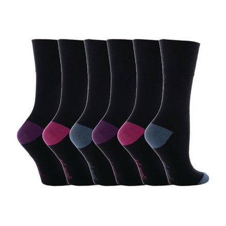 6 Pack Ladies Patterned Cotton Non Elastic Socks