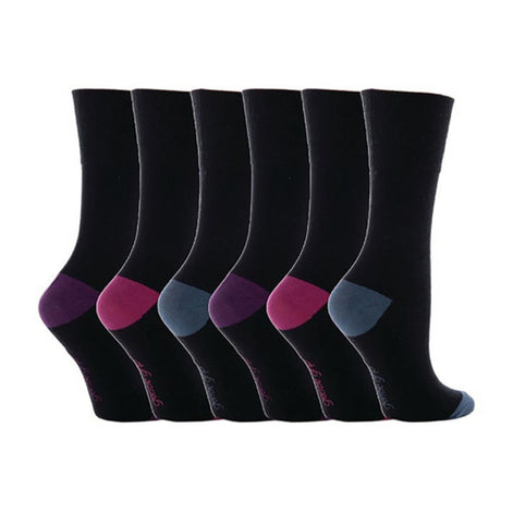 6 Pack Ladies Patterned Cotton Non Elastic Socks