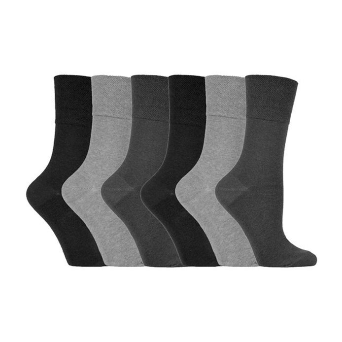 6 Pack Ladies Non Elastic Plain Coloured Cotton Socks