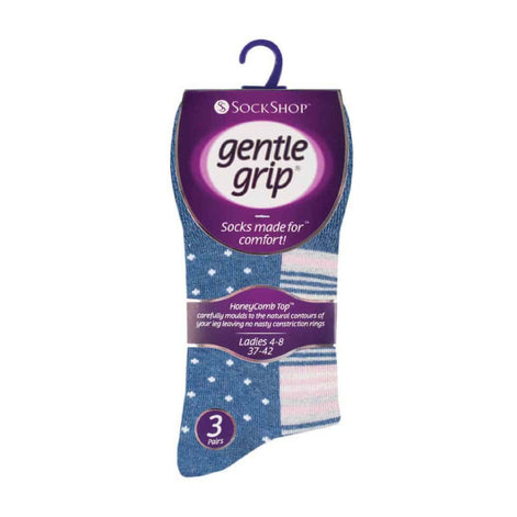 6 Pack Ladies Patterned Non Elastic Cotton Socks