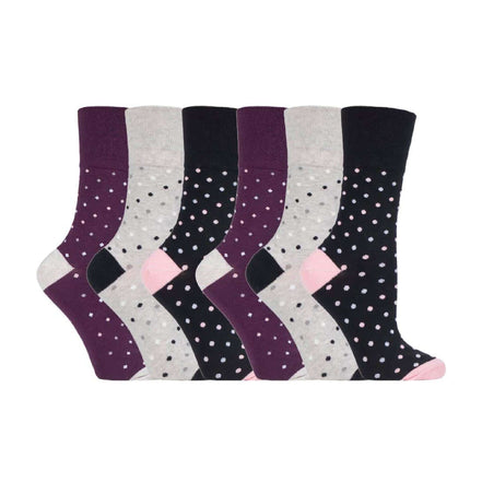 6 Pack Ladies Patterned Cotton Non Elastic Socks