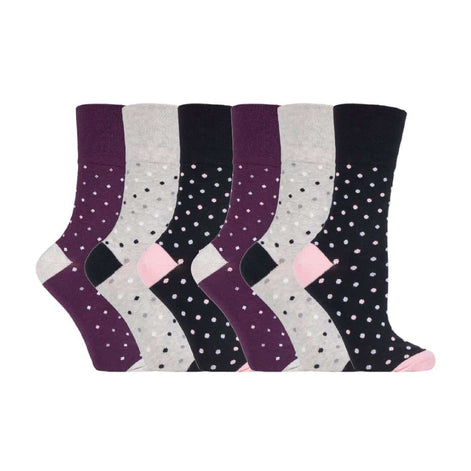 6 Pack Ladies Patterned Cotton Non Elastic Socks