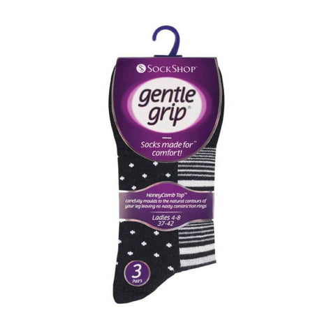 6 Pack Ladies Patterned Non Elastic Cotton Socks