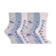 6 Pack Ladies Patterned Cotton Non Elastic Socks