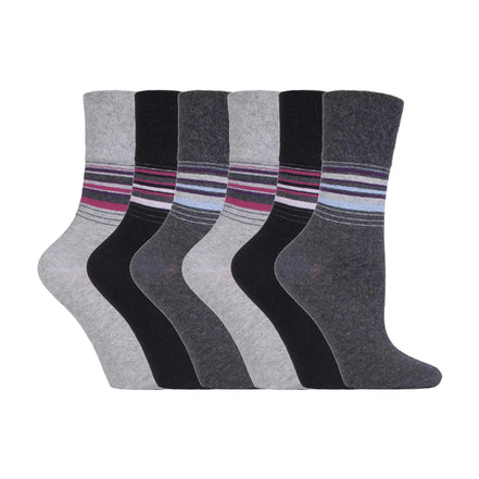 6 Pack Ladies Non Elastic Novelty Design Socks