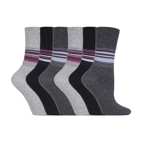 6 Pack Ladies Non Elastic Novelty Design Socks