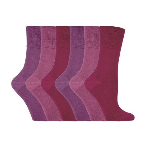 6 Pack Ladies Non Elastic Plain Coloured Cotton Socks