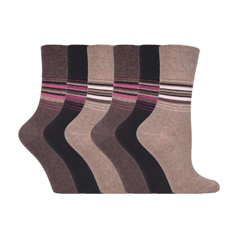 6 Pack Ladies Non Elastic Novelty Design Socks