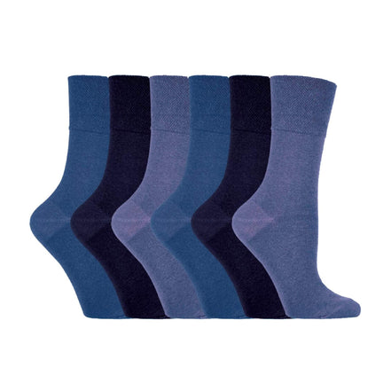 6 Pack Ladies Non Elastic Plain Coloured Cotton Socks
