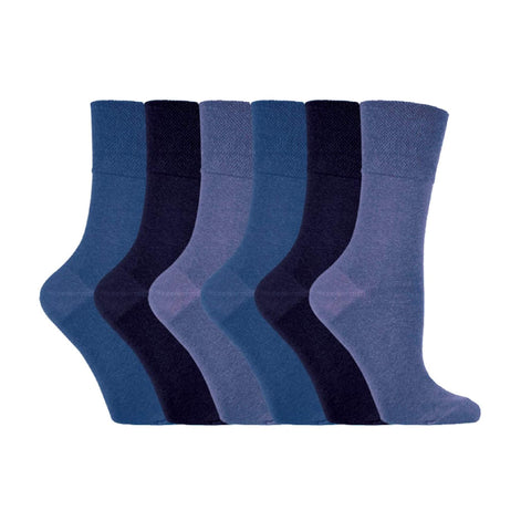 6 Pack Ladies Non Elastic Plain Coloured Cotton Socks