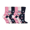 6 Pack Ladies Non Elastic Loose Top Patterned Cotton Rich Socks