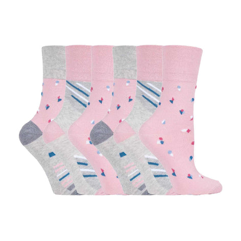 6 Pack Ladies Non Elastic Novelty Design Socks