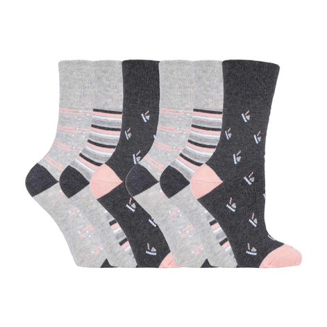 6 Pack Ladies Non Elastic Novelty Design Socks