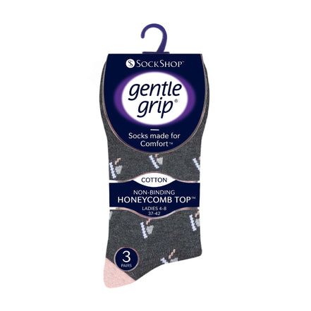 6 Pack Ladies Non Elastic Novelty Design Socks