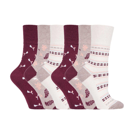 6 Pack Ladies Non Elastic Novelty Design Socks