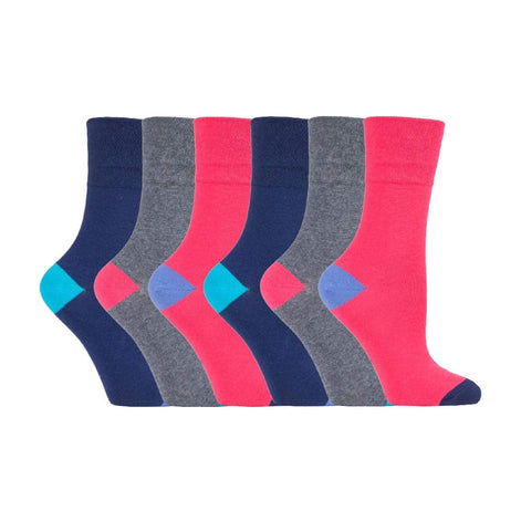 6 Pack Ladies Non Elastic Loose Top Patterned Cotton Rich Socks