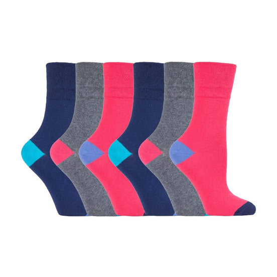 6 Pack Ladies Non Elastic Patterned Cotton Rich Socks