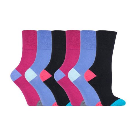 6 Pack Ladies Non Elastic Loose Top Patterned Cotton Rich Socks