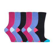 6 Pack Ladies Non Elastic Patterned Cotton Rich Socks