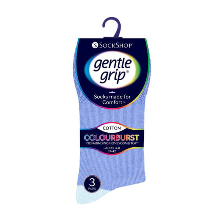 6 Pack Ladies Non Elastic Patterned Cotton Rich Socks