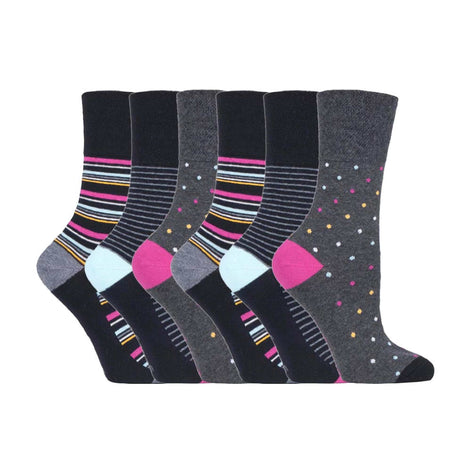 6 Pack Ladies Non Elastic Novelty Design Socks