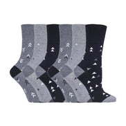 6 Pack Ladies Non Elastic Novelty Design Socks