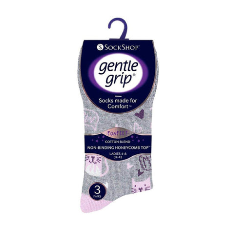 6 Pack Ladies Patterned Cotton Non Elastic Socks