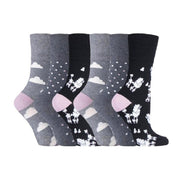6 Pack Ladies Patterned Cotton Non Elastic Socks
