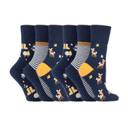 6 Pack Ladies Patterned Cotton Non Elastic Socks