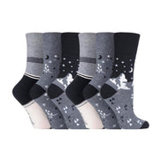6 Pack Ladies Patterned Cotton Non Elastic Socks
