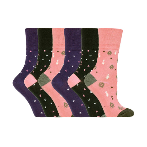6 Pack Ladies Non Elastic Novelty Design Socks