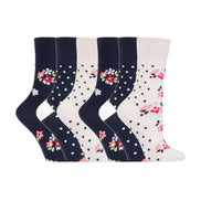 6 Pack Ladies Non Elastic Novelty Design Socks