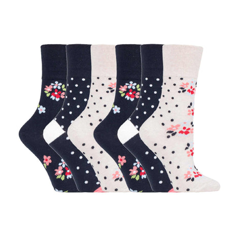 6 Pack Ladies Non Elastic Novelty Design Socks