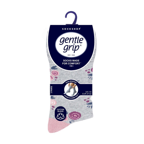 6 Pack Ladies Patterned Cotton Non Elastic Socks