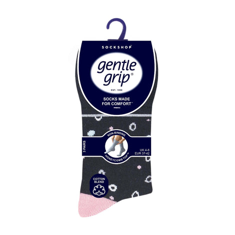6 Pack Ladies Patterned Cotton Non Elastic Socks