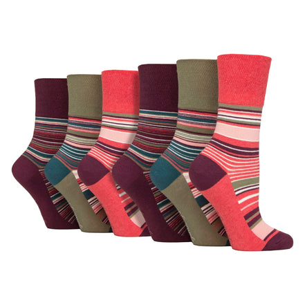 6 Pack Ladies Patterned Cotton Non Elastic Socks