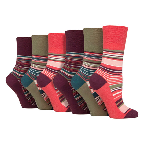 6 Pack Ladies Patterned Cotton Non Elastic Socks