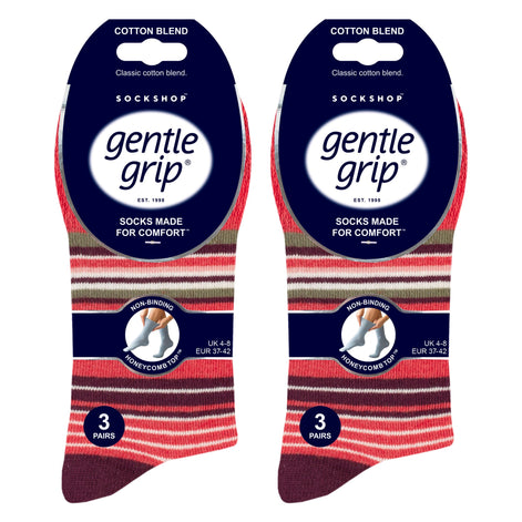 6 Pack Ladies Patterned Cotton Non Elastic Socks