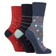 6 Pack Ladies Patterned Cotton Non Elastic Socks
