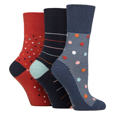 6 Pack Ladies Patterned Cotton Non Elastic Socks