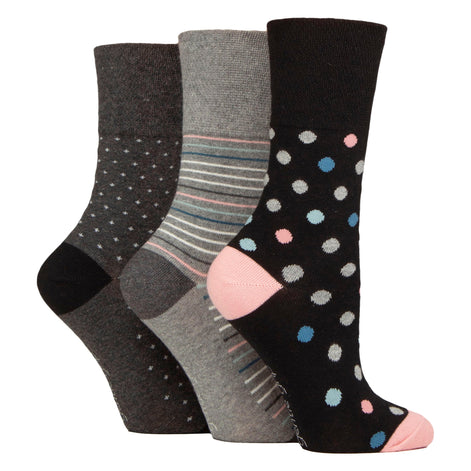 6 Pack Ladies Patterned Cotton Non Elastic Socks