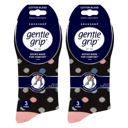 6 Pack Ladies Patterned Cotton Non Elastic Socks