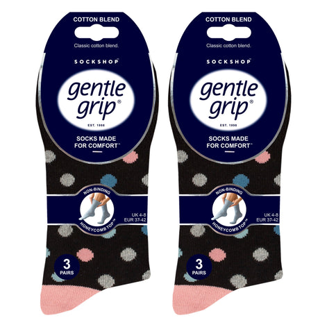 6 Pack Ladies Patterned Cotton Non Elastic Socks